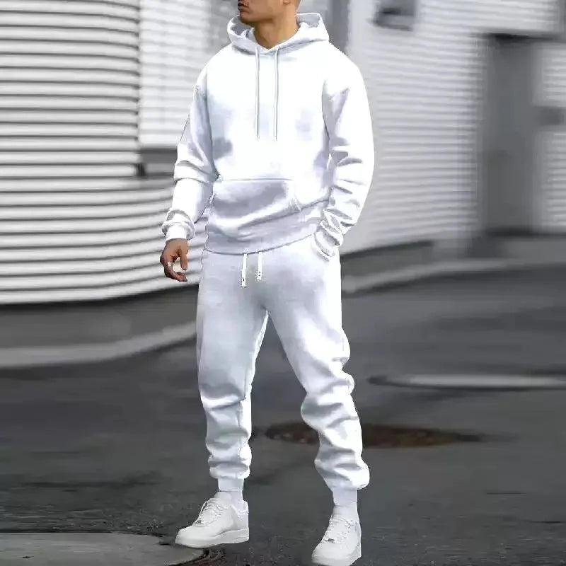 2026 Men Sets Casual Sports Two Piece Sets Spring Autumn Loose Comfortable Simple Tracksuits Man Solid Hoodies Sweatpants Outfit