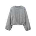 MUJER Red Zipper Bomber Jackets for Women Soft Cropped Jackets Woman 2025 Long Sleeve Woman's Sports Jacket New in Outerwears
