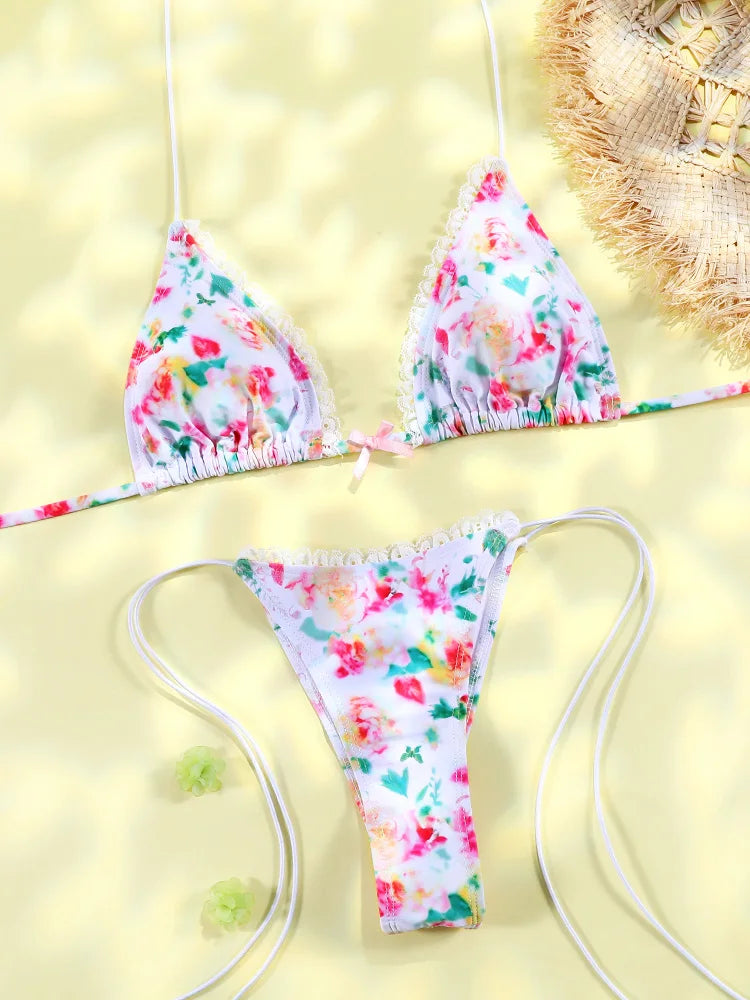 Women's Triangle Micro Bikini Set – Thong Bandage Brazilian Swimwear