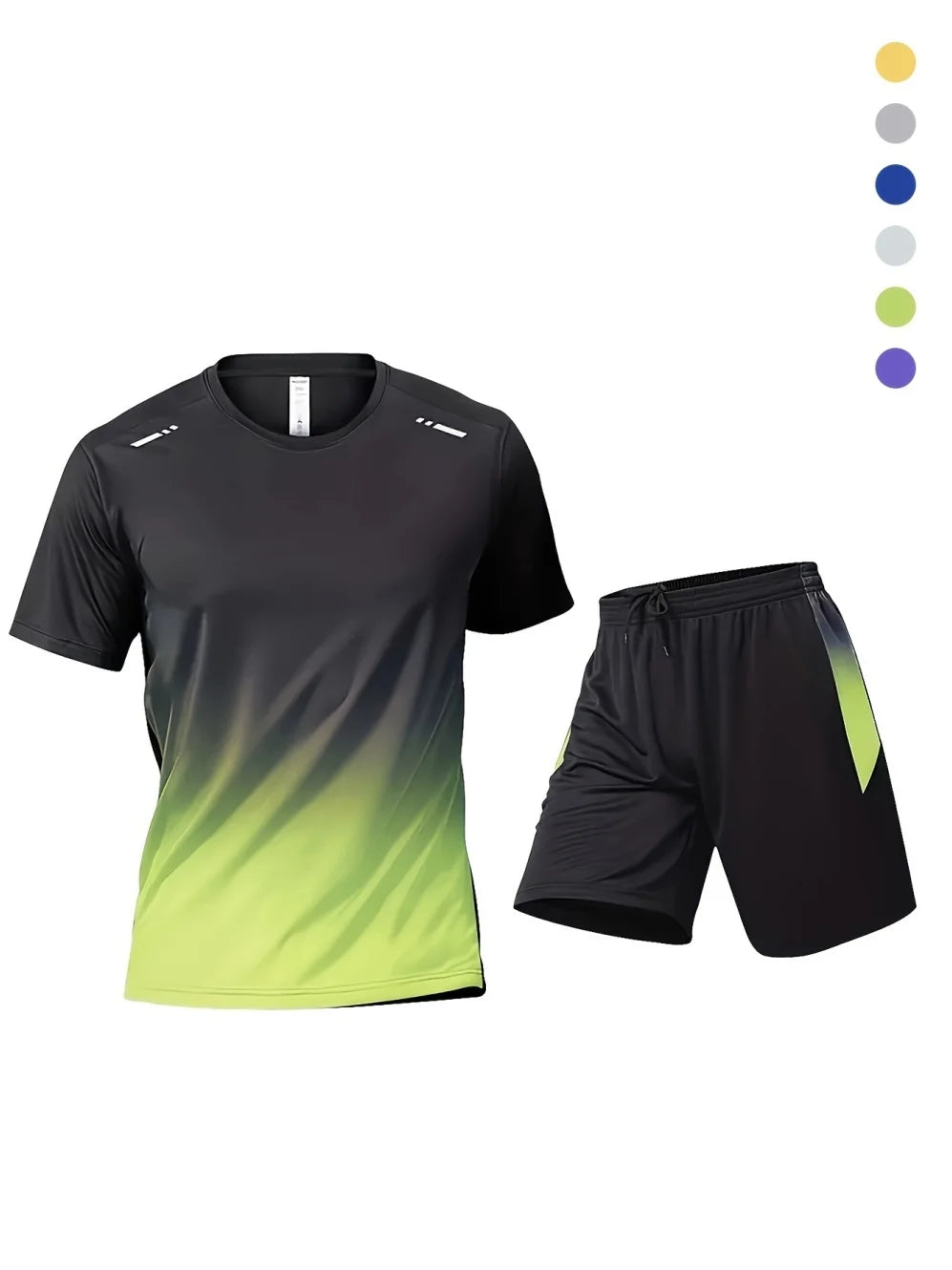2026 Summer Man Set 2PCS Shorts Sports Suit Mens Fitness Clothes Quick Dry Gradient Printing Running Short Sleeve Men's Clothing