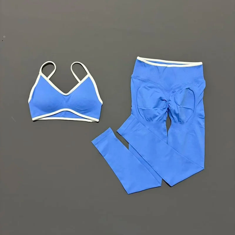2Pieces HISTELLO Ignite Sculpt Gym Fitness Set Women Seamless Scrunch Butt Leggings Suit Sports Bra Workout Training Outfit Sets