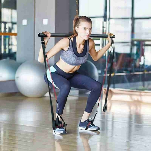 Pilates Bar Kit With Resistance Bands Portable Home Gym Workout