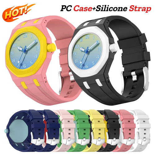 2-in-1 PC Case+Silicone Strap for Swatch X AP Royal Pop Pocket Watch Change To Wristwatch Integrated Modification Accessories