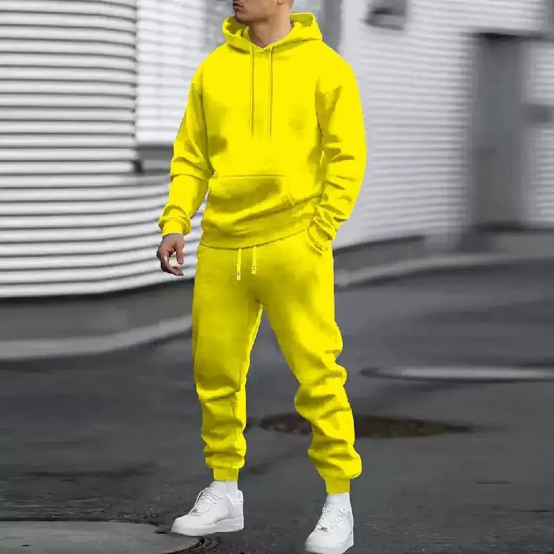 2026 Men Sets Casual Sports Two Piece Sets Spring Autumn Loose Comfortable Simple Tracksuits Man Solid Hoodies Sweatpants Outfit