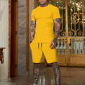 Men Two Piece Tracksuit Relaxed Loose Fit Solid Plain Print Soft Polyester Breathable Outdoor Sport Outfit Summer 2025 Full Sizes