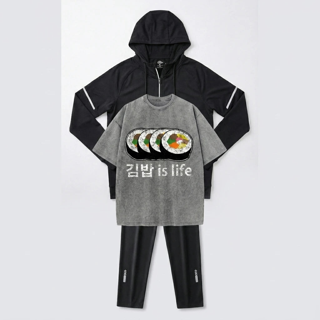 Fitness Full Set Tracksuit for Marathon Training Cycling Jogging, Men Running Suit Set Gym Sportswear Breathable Training Suit 3