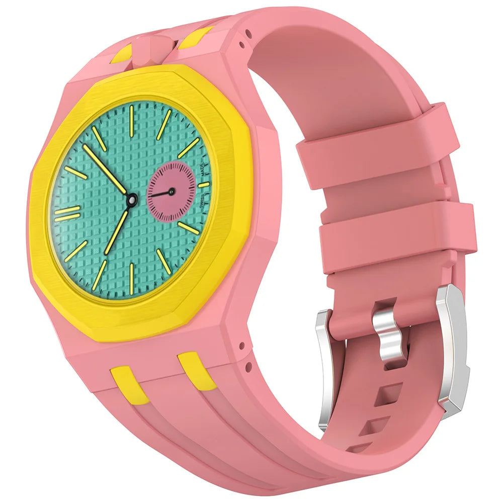2 In 1 Silicone Strap+PC Case For Swatch X AP Royal Pop Pocket Watch Modification The Integrated Bracelet Changer to Wristband