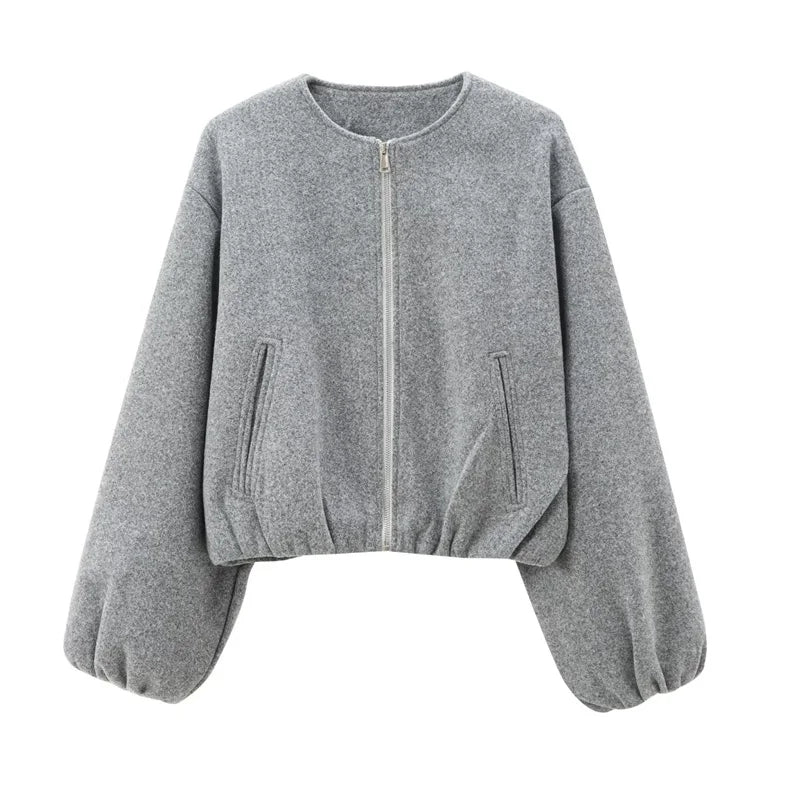 MUJER Red Zipper Bomber Jackets for Women Soft Cropped Jackets Woman 2025 Long Sleeve Woman's Sports Jacket New in Outerwears