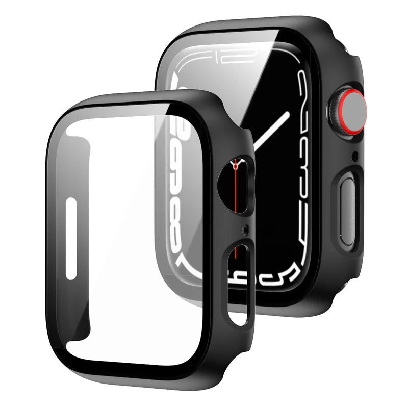 Tempered Glass+Cover For Apple Watch Case 45mm 41mm 44mm 40mm 42mm Screen Protector Apple Watch Accessories Serie10/9/8/7/6/5/SE