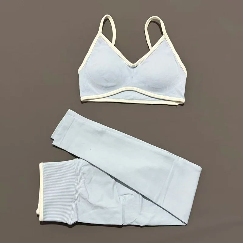 2Pieces HISTELLO Ignite Sculpt Gym Fitness Set Women Seamless Scrunch Butt Leggings Suit Sports Bra Workout Training Outfit Sets