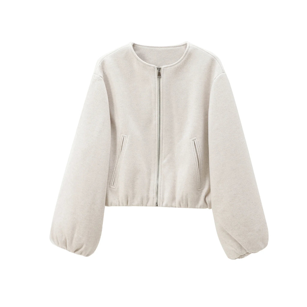 MUJER Red Zipper Bomber Jackets for Women Soft Cropped Jackets Woman 2025 Long Sleeve Woman's Sports Jacket New in Outerwears