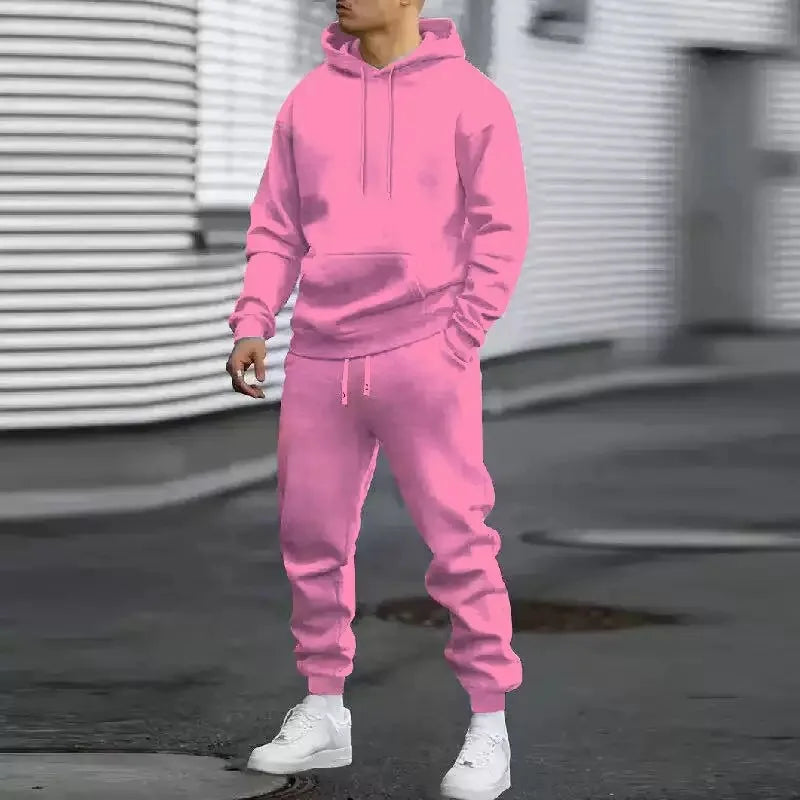 2026 Men Sets Casual Sports Two Piece Sets Spring Autumn Loose Comfortable Simple Tracksuits Man Solid Hoodies Sweatpants Outfit