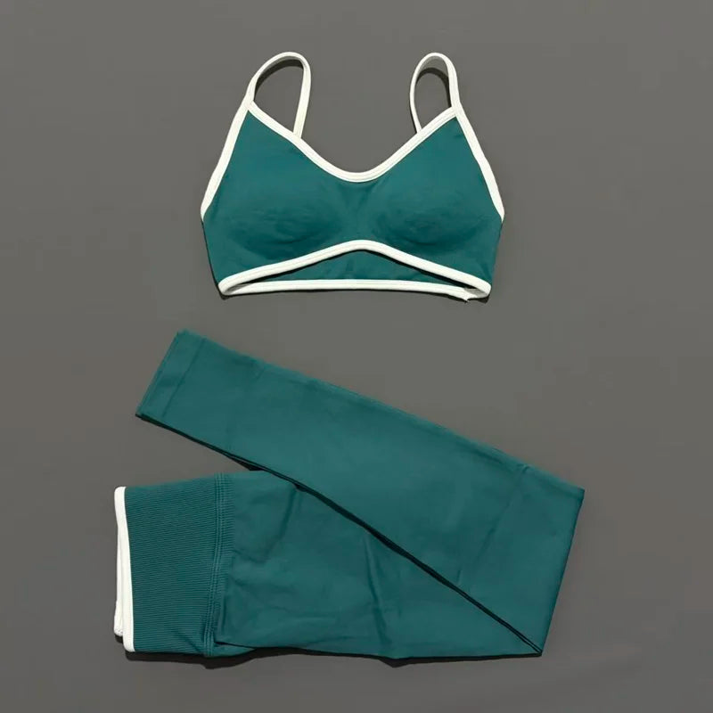 2Pieces HISTELLO Ignite Sculpt Gym Fitness Set Women Seamless Scrunch Butt Leggings Suit Sports Bra Workout Training Outfit Sets