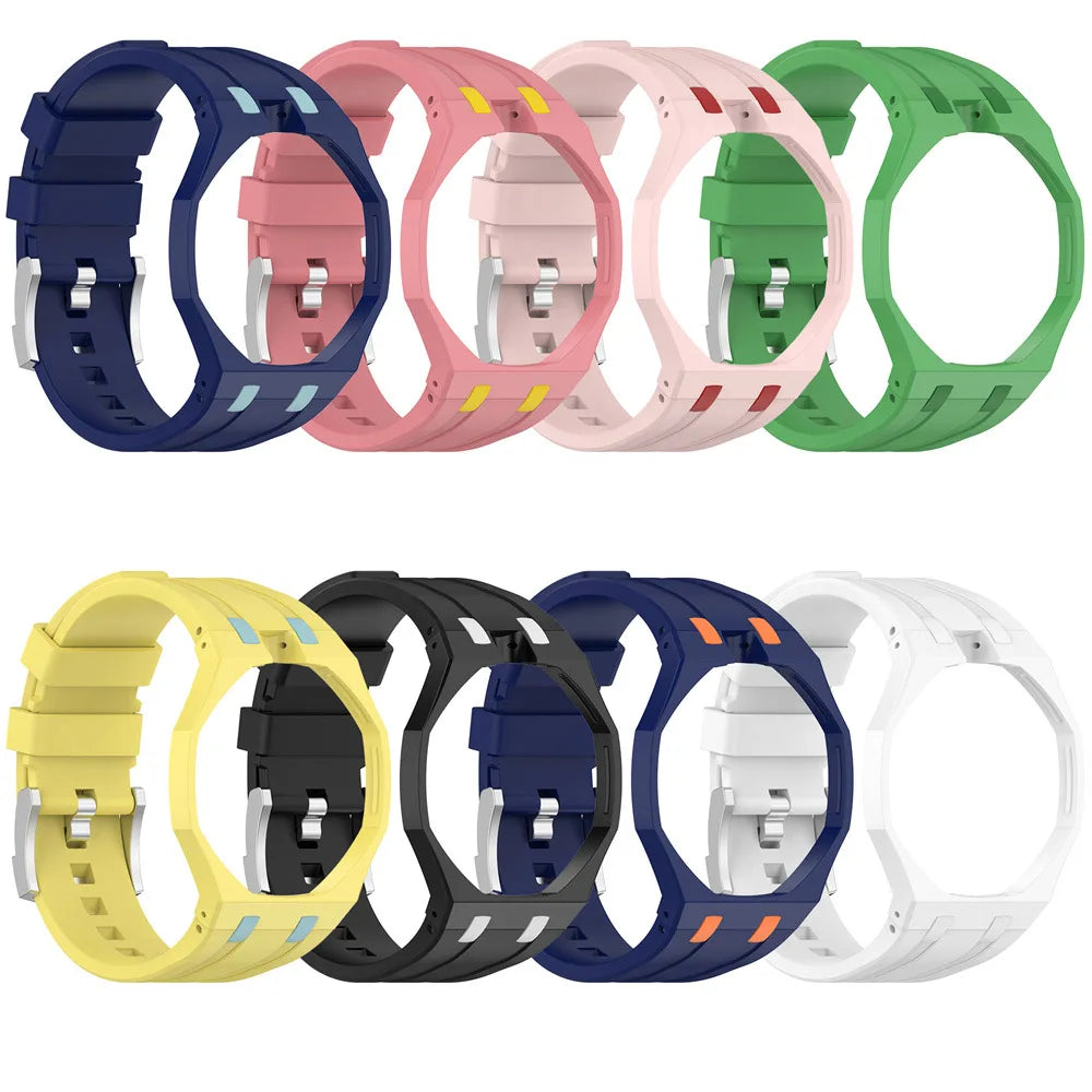 Silicone Strap with PC Case For Swatch X AP Royal Pop Pocket Watch Changer to Wristwatch Integrated Band Accessories