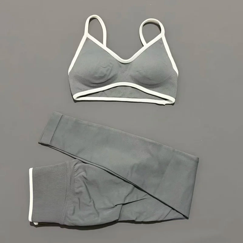 2Pieces HISTELLO Ignite Sculpt Gym Fitness Set Women Seamless Scrunch Butt Leggings Suit Sports Bra Workout Training Outfit Sets