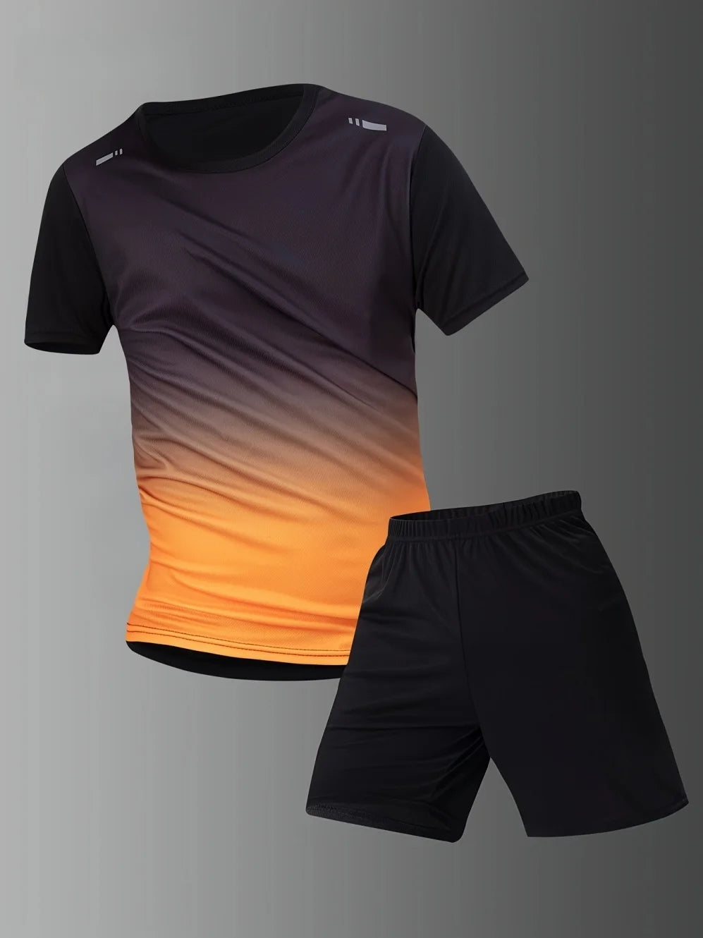 2026 Summer Man Set 2PCS Shorts Sports Suit Mens Fitness Clothes Quick Dry Gradient Printing Running Short Sleeve Men's Clothing