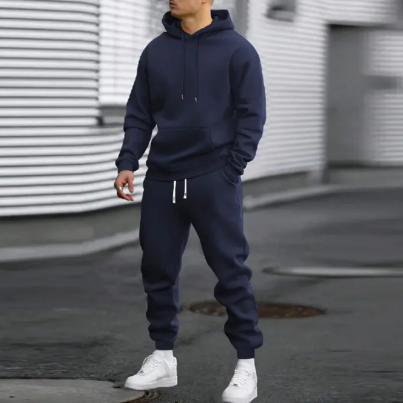 2026 Men Sets Casual Sports Two Piece Sets Spring Autumn Loose Comfortable Simple Tracksuits Man Solid Hoodies Sweatpants Outfit