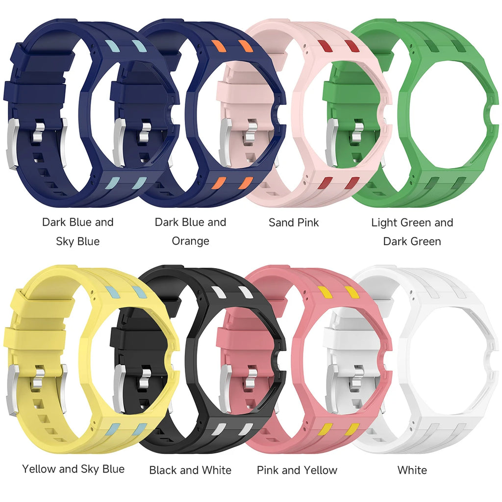 2-in-1 PC Case+Silicone Strap for Swatch X AP Royal Pop Pocket Watch Change To Wristwatch Integrated Modification Accessories