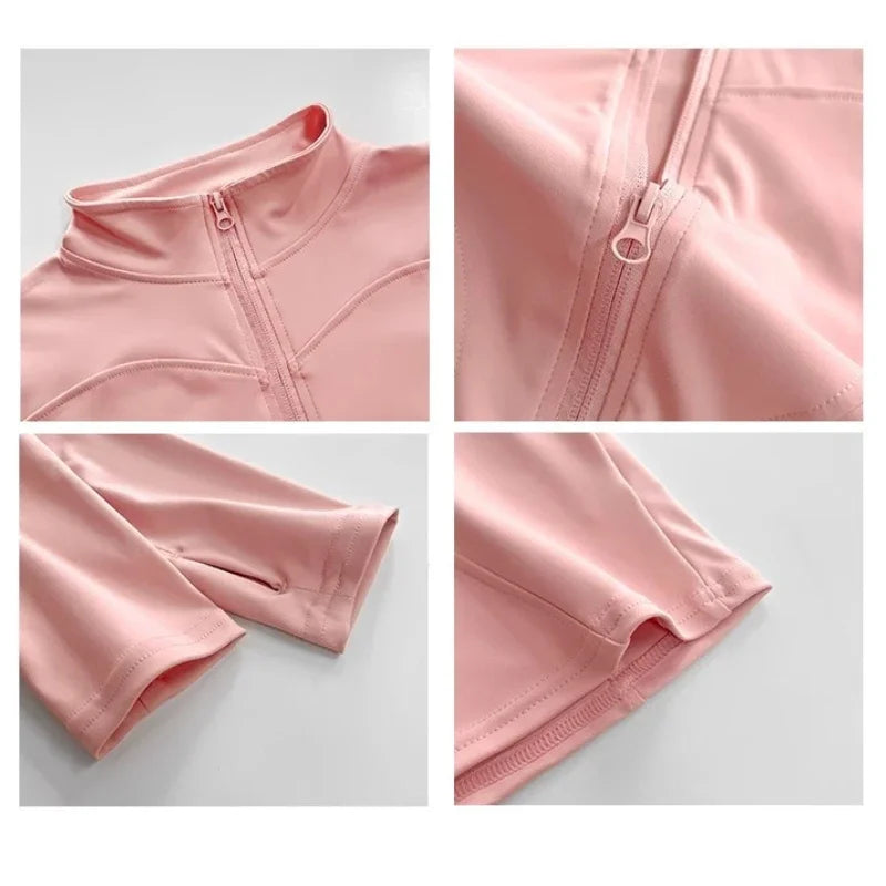 Sun Quick Drying Sports Coat Women's Tight Top Yoga Jacket Long Sleeve Zipper Jacket Running Fitness Women's Jacket S-3XL