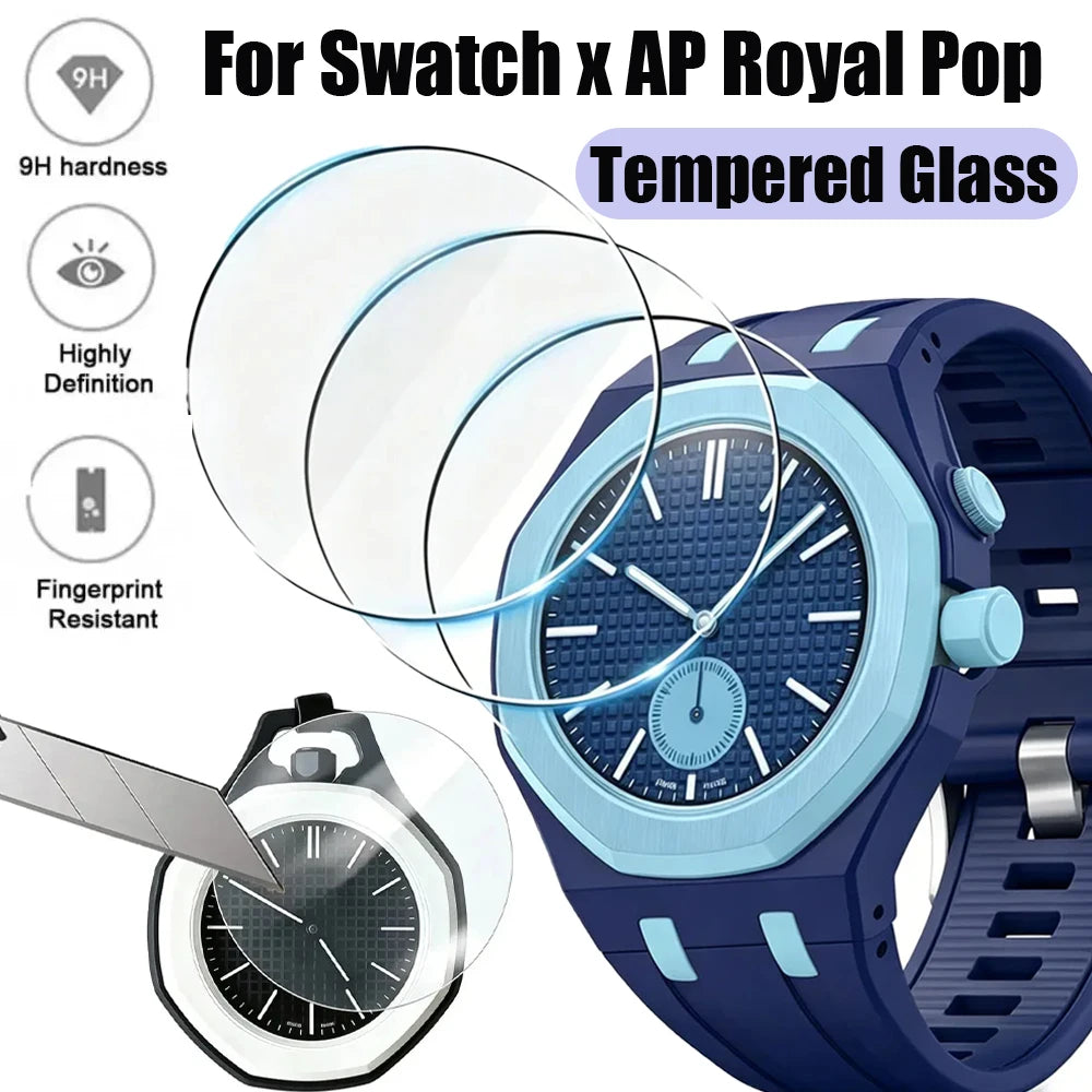 Tempered Glass Film for Swatch X AP Royal Pop Pocket Watch Glass Screen Protector Bumper Royal Pop Scratch-proof Protective Case