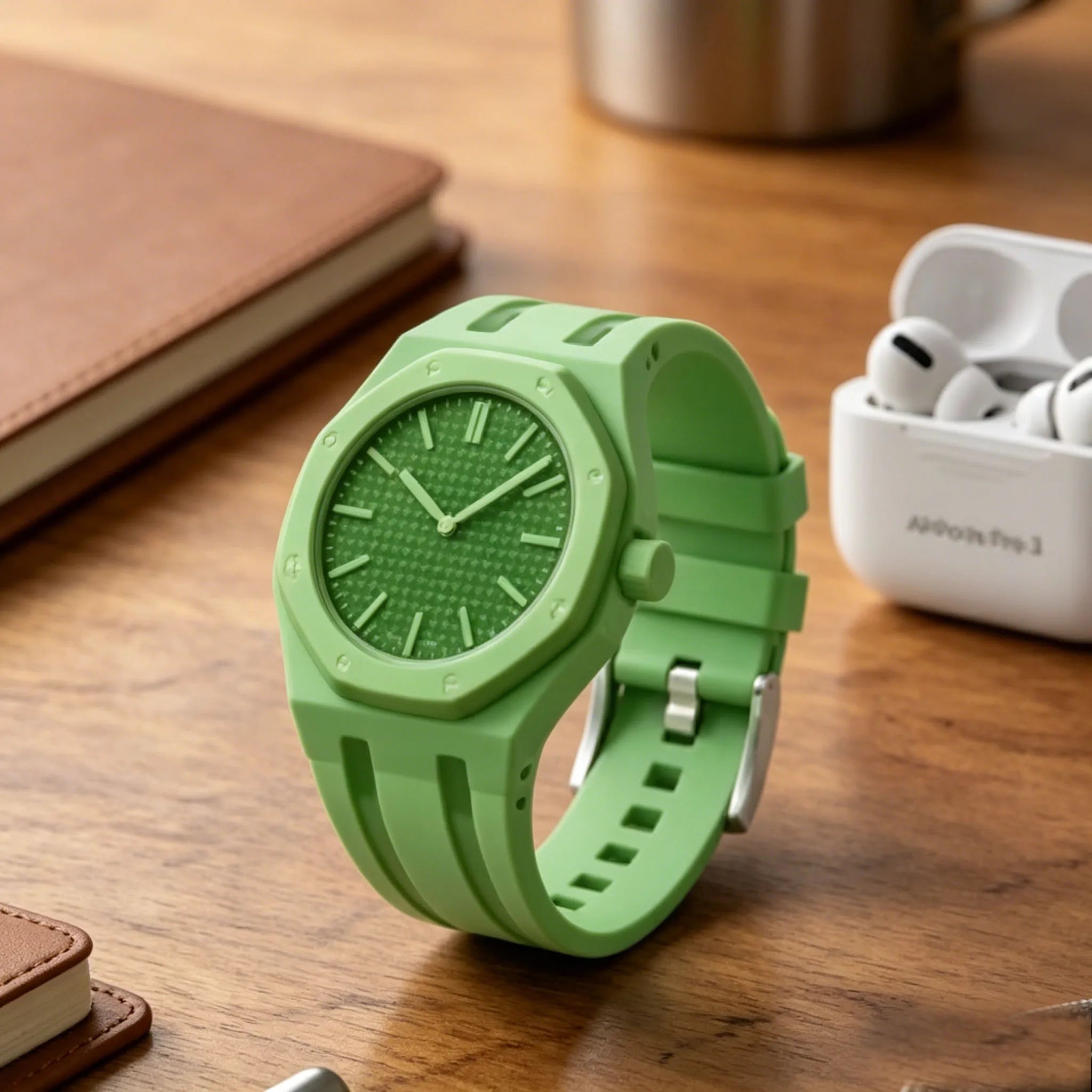 Splicing 3 O Clock PC Mod Kit Case Frame +Strap for Swatch AP Royal Pop Modification Integrated Cover Silicone Band Accessorries