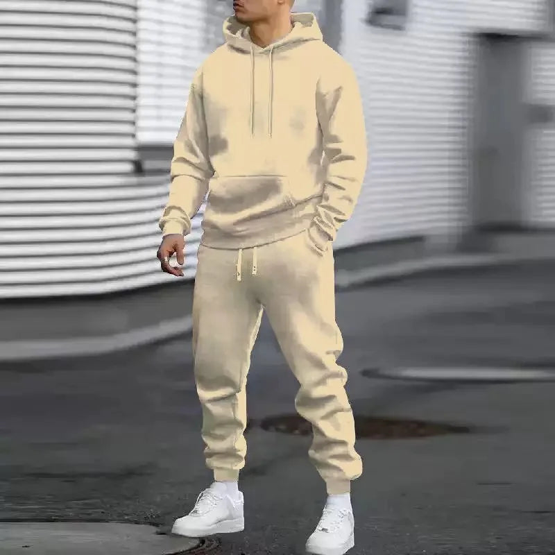 2026 Men Sets Casual Sports Two Piece Sets Spring Autumn Loose Comfortable Simple Tracksuits Man Solid Hoodies Sweatpants Outfit