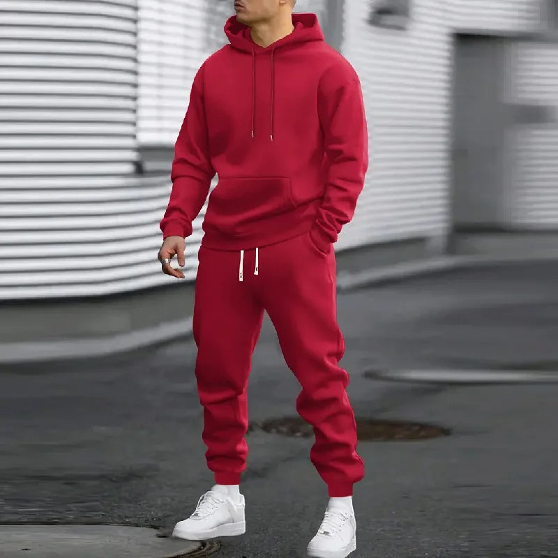 2026 Men Sets Casual Sports Two Piece Sets Spring Autumn Loose Comfortable Simple Tracksuits Man Solid Hoodies Sweatpants Outfit