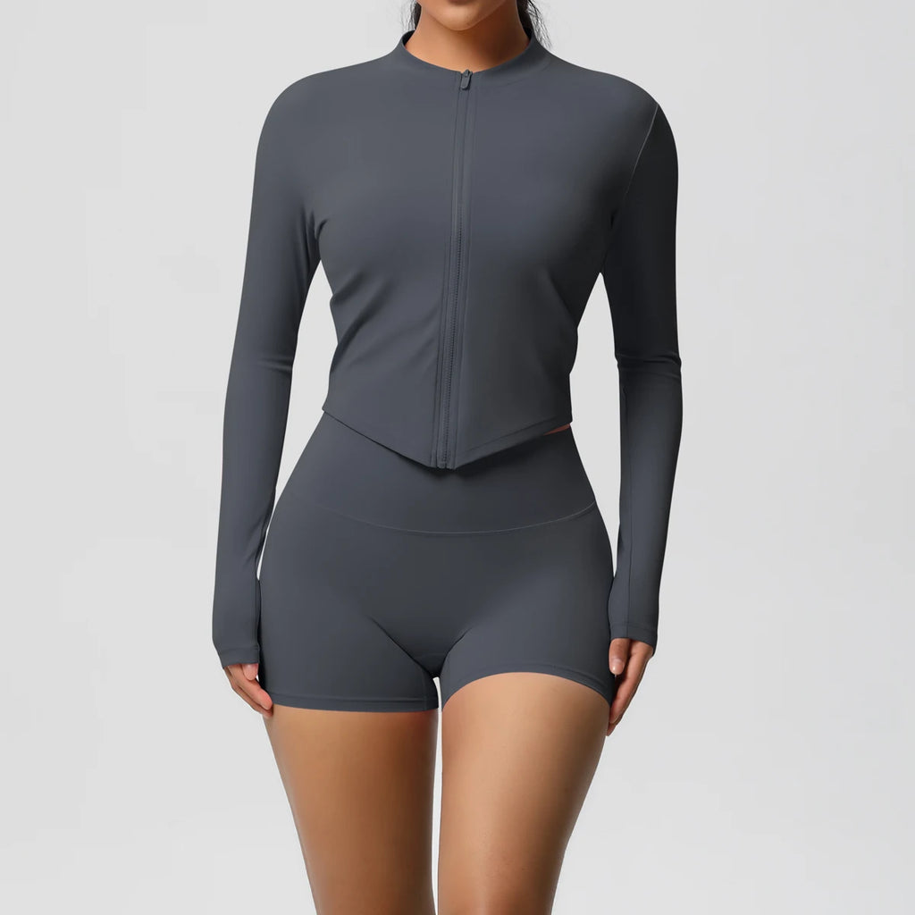 Yoga Sets Sports Fitness Hip-lifting Tight Zipper Jacket Yoga Suit Running Workout Gym Shorts Tracksuits for Women Sports Suits