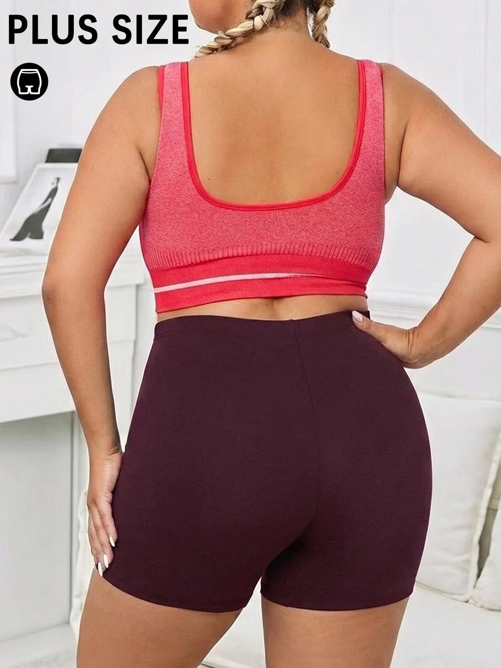 Plus Size Women's High Elastic Biker Shorts, Super Soft Proof Yoga Running Cycling Workout Gym Fitness Activewear Tights