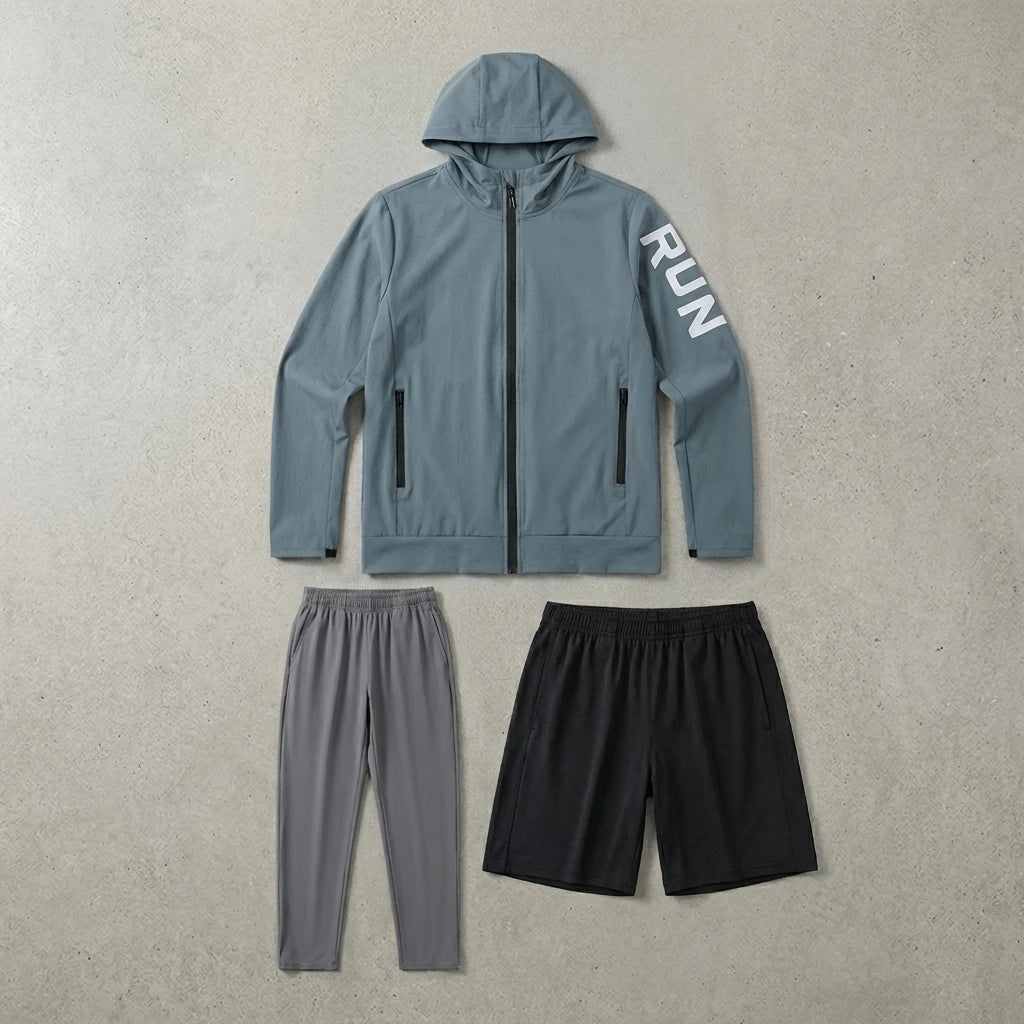 Fitness Full Set Tracksuit for Marathon Training Cycling Jogging Men Running Suit Gym Sportswear Training Sweatpants3 Piece Suit
