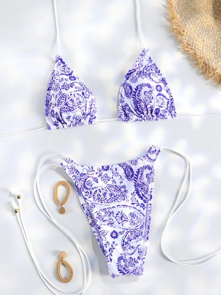 Women's Triangle Micro Bikini Set – Thong Bandage Brazilian Swimwear