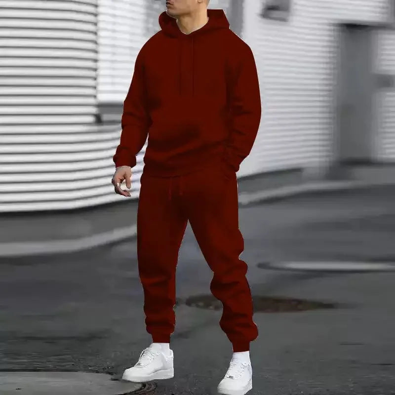 2026 Men Sets Casual Sports Two Piece Sets Spring Autumn Loose Comfortable Simple Tracksuits Man Solid Hoodies Sweatpants Outfit