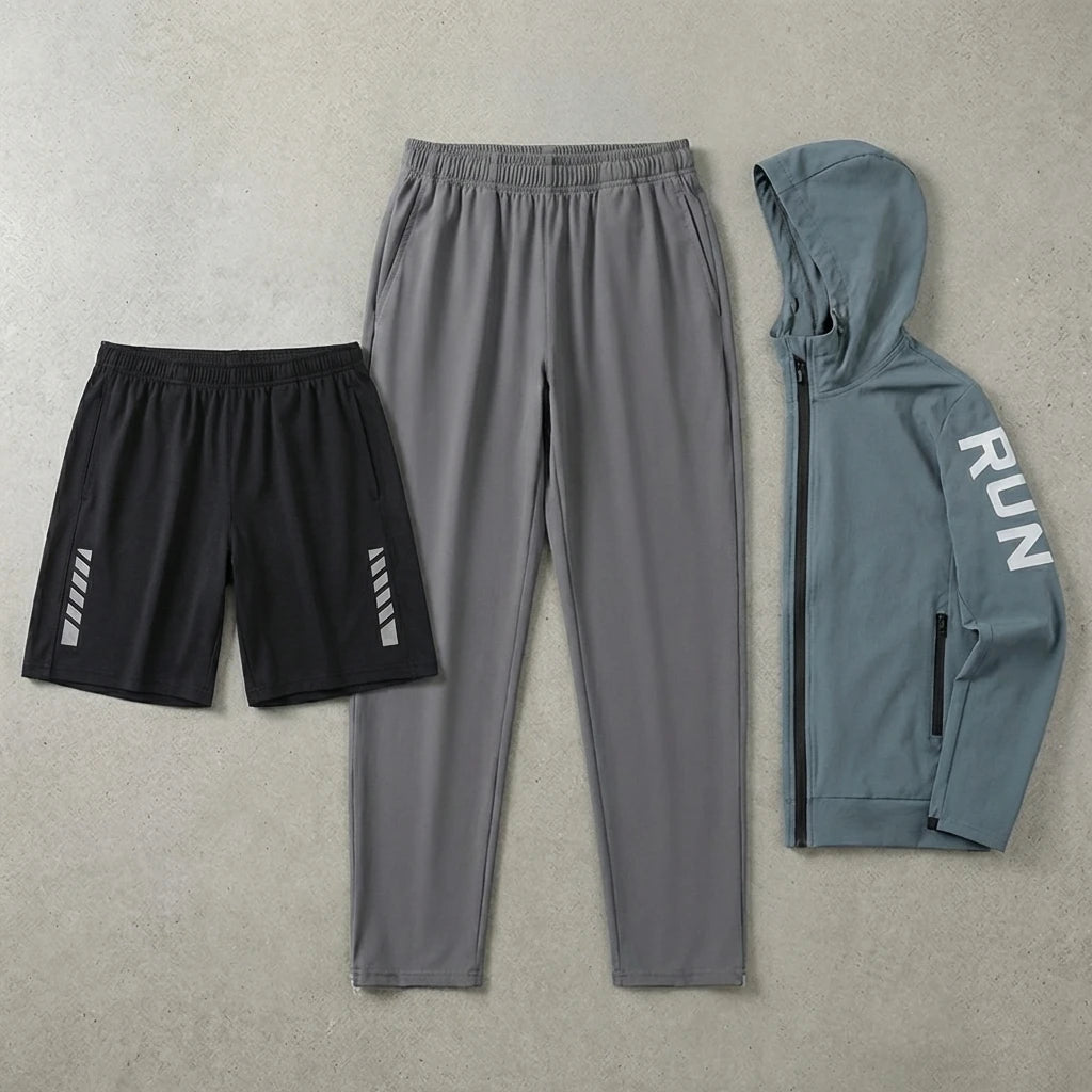 Fitness Full Set Tracksuit for Marathon Training Cycling Jogging Men Running Suit Gym Sportswear Training Sweatpants3 Piece Suit