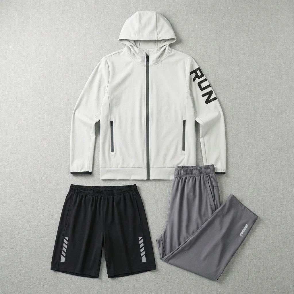 Fitness Full Set Tracksuit for Marathon Training Cycling Jogging Men Running Suit Gym Sportswear Training Sweatpants3 Piece Suit