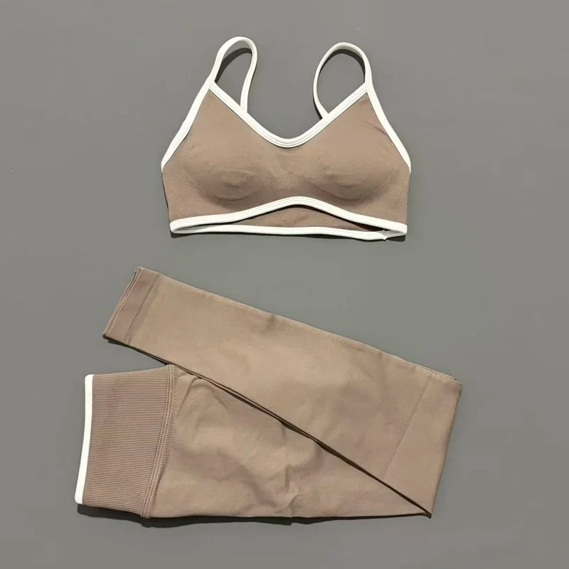 2Pieces HISTELLO Ignite Sculpt Gym Fitness Set Women Seamless Scrunch Butt Leggings Suit Sports Bra Workout Training Outfit Sets