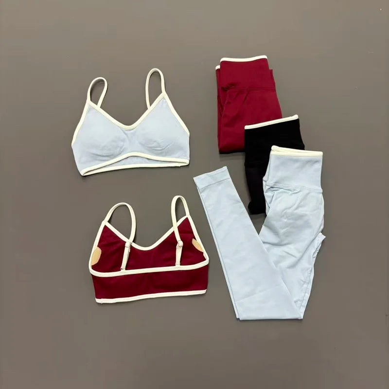 2Pieces HISTELLO Ignite Sculpt Gym Fitness Set Women Seamless Scrunch Butt Leggings Suit Sports Bra Workout Training Outfit Sets