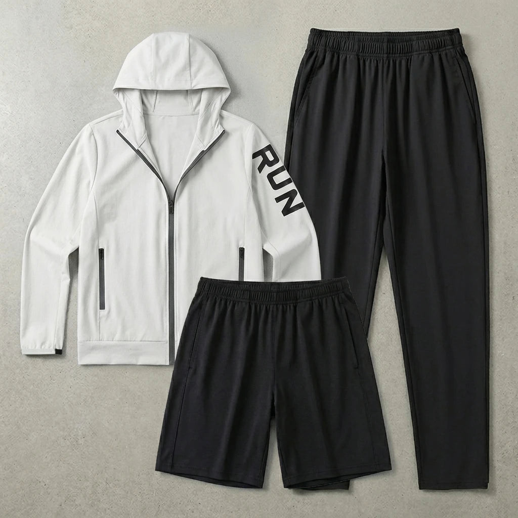 Fitness Full Set Tracksuit for Marathon Training Cycling Jogging Men Running Suit Gym Sportswear Training Sweatpants3 Piece Suit