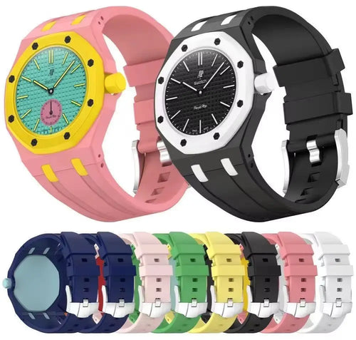 2-in-1 PC Mod Kit Case Silicone Strap for Swatch X AP Royal Pop Pocket Watches Changer To Wristwatch Integrated Modi Accessories