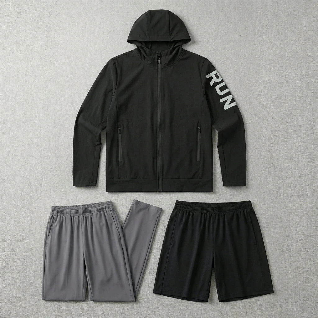 Fitness Full Set Tracksuit for Marathon Training Cycling Jogging Men Running Suit Gym Sportswear Training Sweatpants3 Piece Suit
