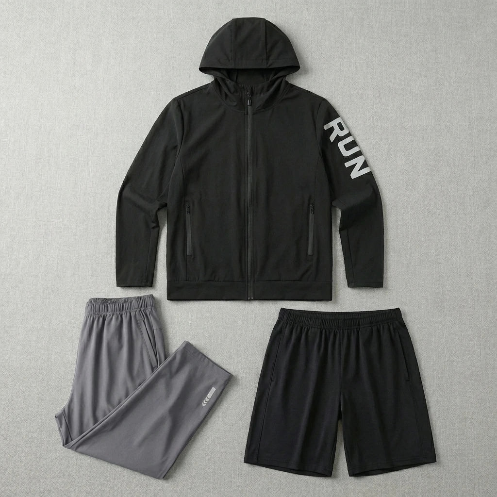Fitness Full Set Tracksuit for Marathon Training Cycling Jogging Men Running Suit Gym Sportswear Training Sweatpants3 Piece Suit