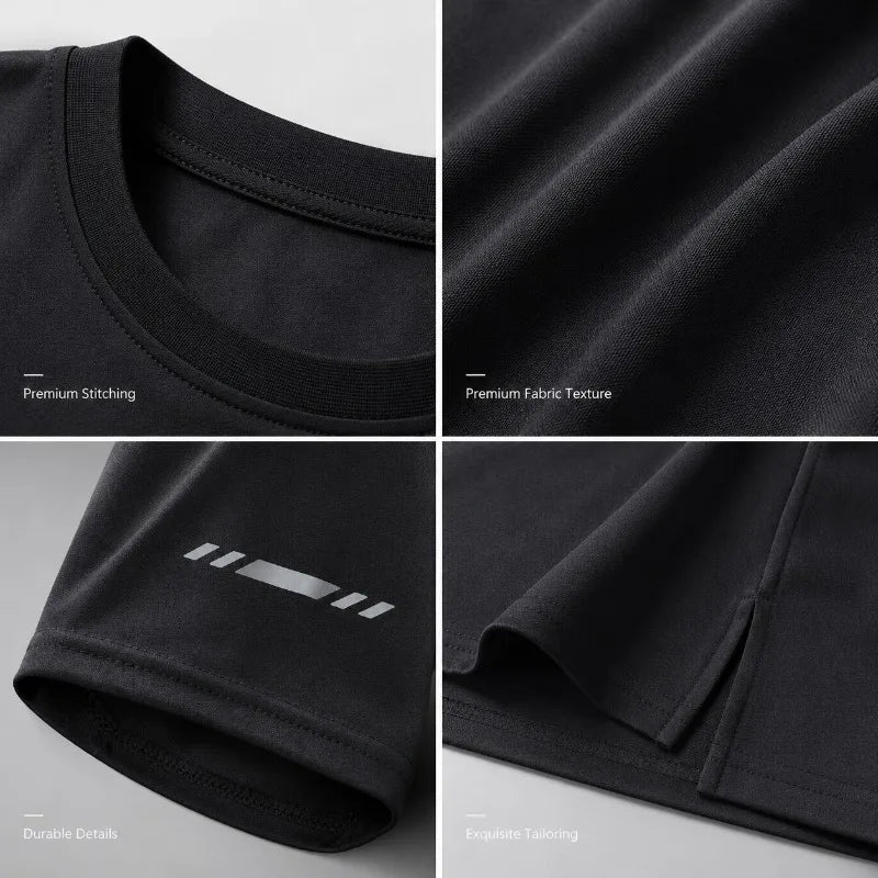 Men Quick Dry Sportswear Set 2 Piece Gradient T Shirt Shorts Lightweight Polyester Summer Gym Running Training Tracksuit