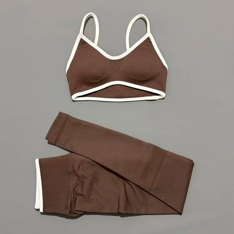2Pieces HISTELLO Ignite Sculpt Gym Fitness Set Women Seamless Scrunch Butt Leggings Suit Sports Bra Workout Training Outfit Sets