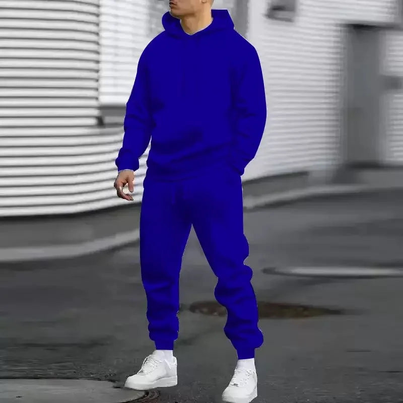 2026 Men Sets Casual Sports Two Piece Sets Spring Autumn Loose Comfortable Simple Tracksuits Man Solid Hoodies Sweatpants Outfit