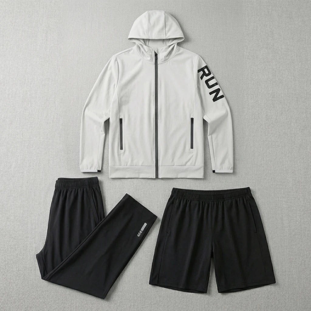 Fitness Full Set Tracksuit for Marathon Training Cycling Jogging Men Running Suit Gym Sportswear Training Sweatpants3 Piece Suit