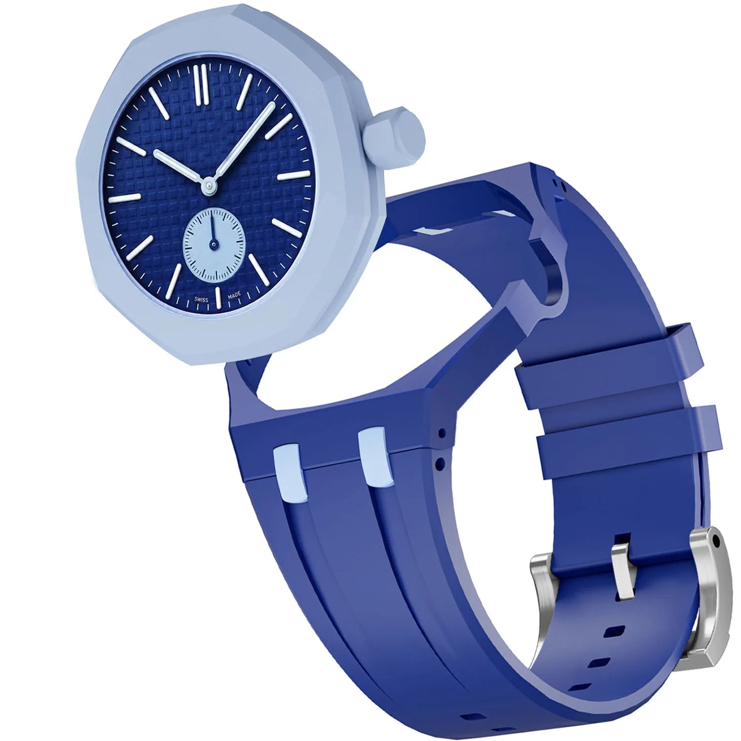 2 in 1 Hard PC Protective Case＋Soft Silicone Strap For Swatch X AP RoyalPop Pocket Watch Modification Wristband Conversion Parts