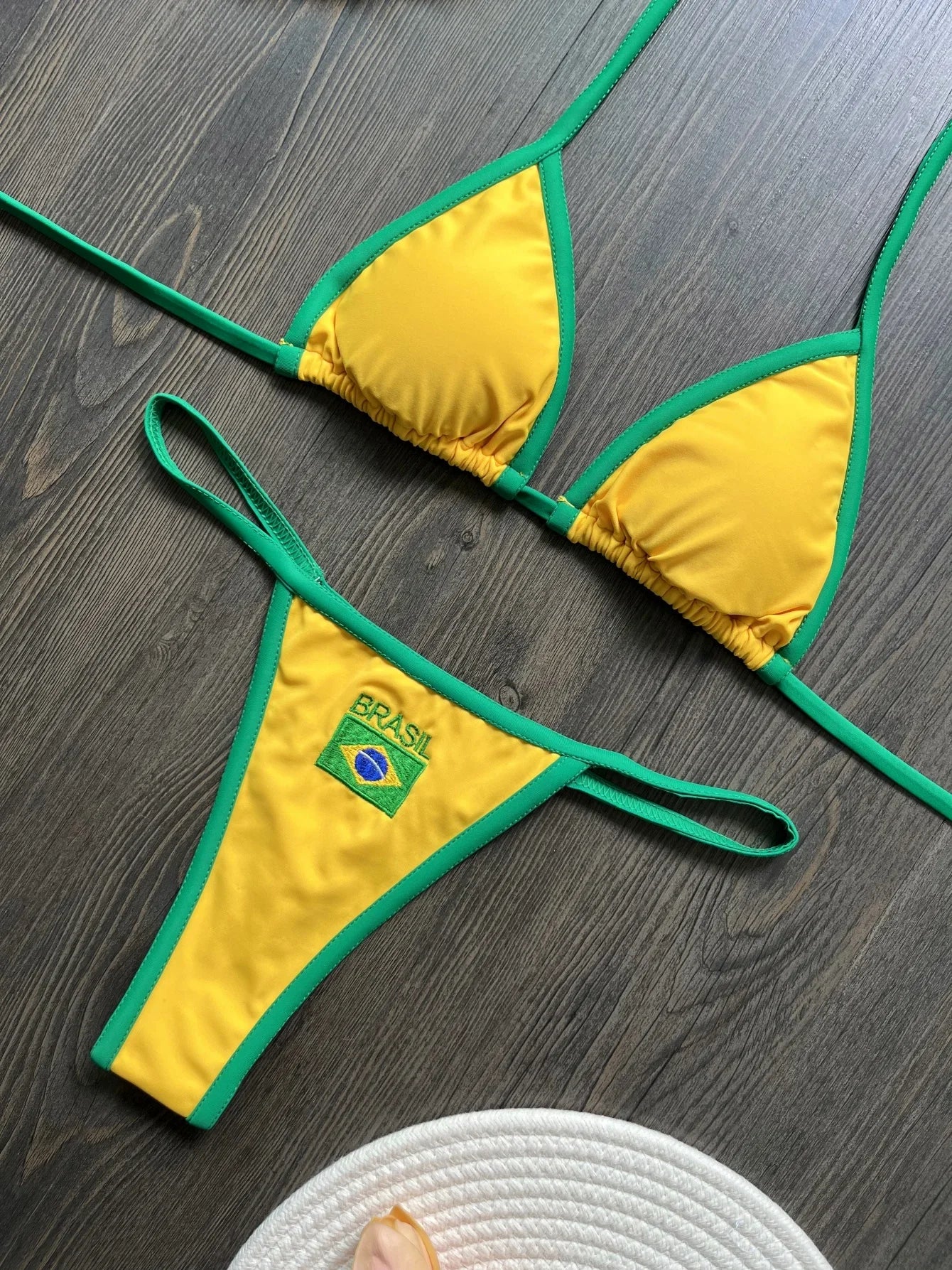 2027 Fashion Brazilian Flag Women Two Piece Bikini Set G String Thong Swimwear Sexy Beach Pool Vacation Swimsuit for Female