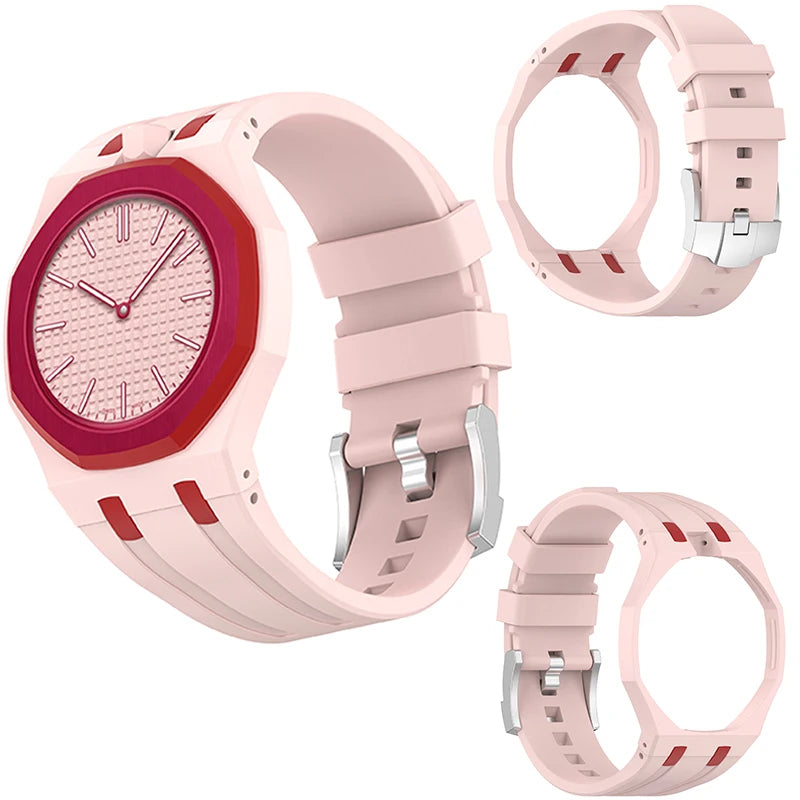 2 in 1 Hard PC Protective Case＋Soft Silicone Strap For Swatch X AP RoyalPop Pocket Watch Modification Wristband Conversion Parts
