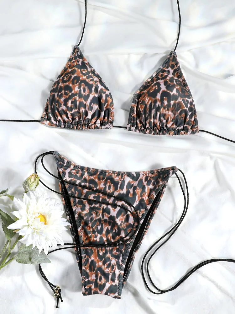 Women's Triangle Micro Bikini Set – Thong Bandage Brazilian Swimwear