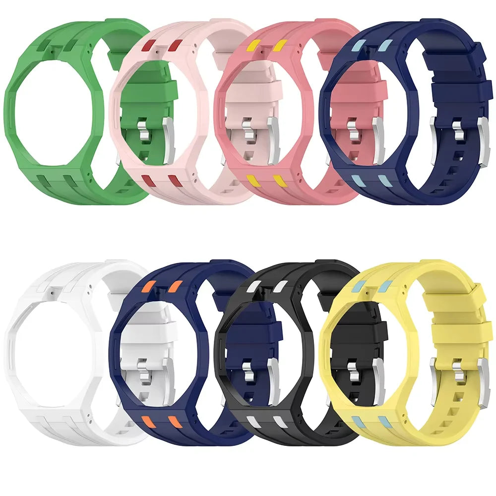 Matte PC Mod Kit Case Frame +Strap for Swatch AP Royal Pop Modification integrated Silicone Cover Bumper Band Accessorries