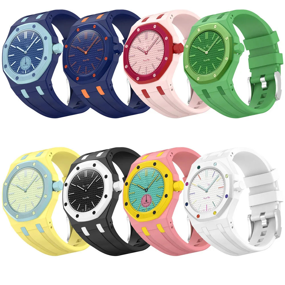 Silicone Strap with PC Case For Swatch X AP Royal Pop Pocket Watch Changer to Wristwatch Integrated Band Accessories